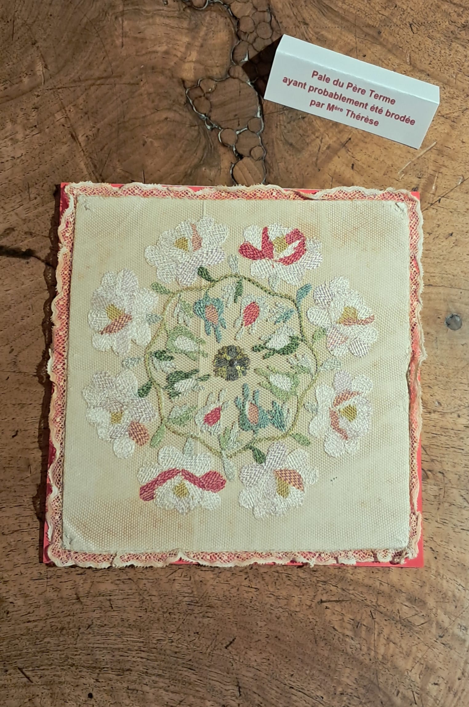 Father Terme's chalice pall, probably embroidered by Mother Thérèse